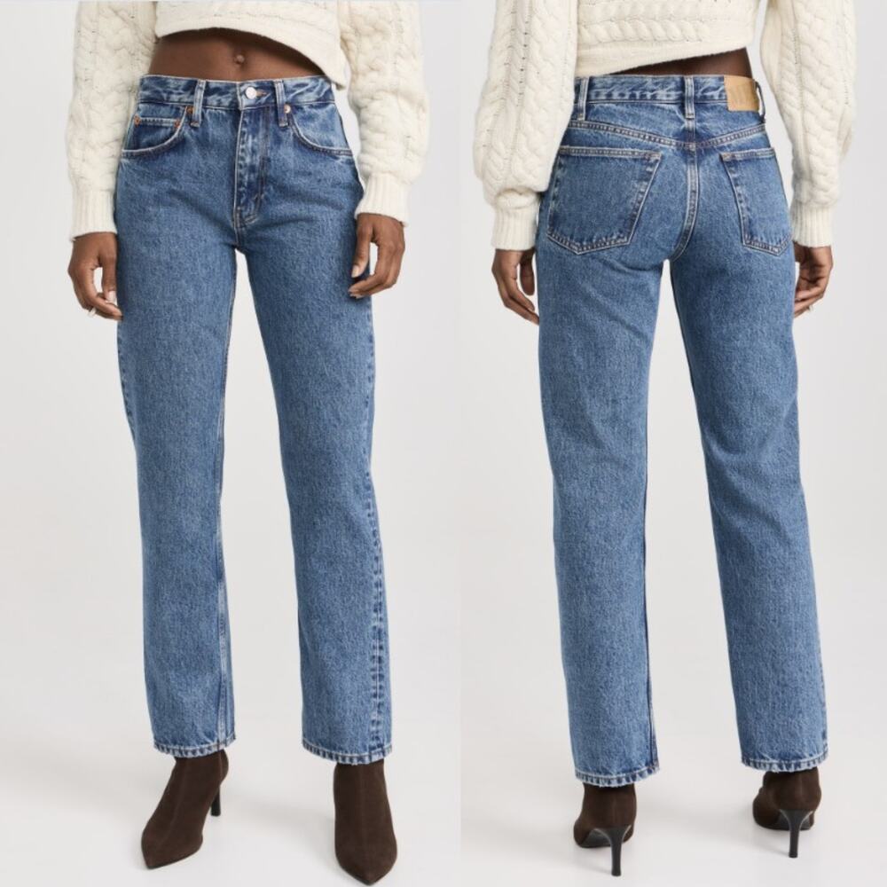 RE/DONE The MEL Jean High Rise Straight Leg Retro 80s Style 27x30 Stone Blue NWT